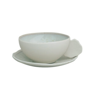 Medium Studio Cup and Saucer Set in Pearl White