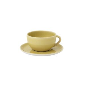 Sculpted Cup and Saucer Set in Broom Yellow
